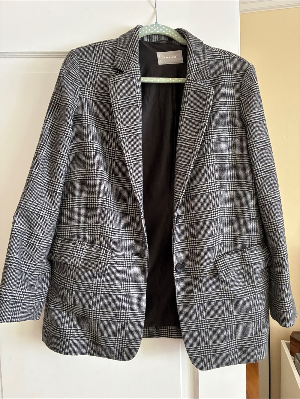 Everlane Black & White Plaid Blazer